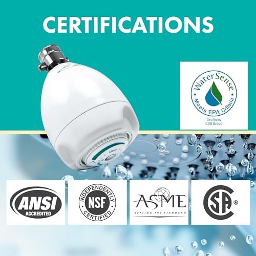 Niagara Conservation N2920-V Earth Spa 3-Spray with 2 GPM 2.7-in. Wall Mount Adjustable Fixed Shower Head, White | Showerhead Sprayer with Pressure Compensation Technology & Soap and Soak Pause Button