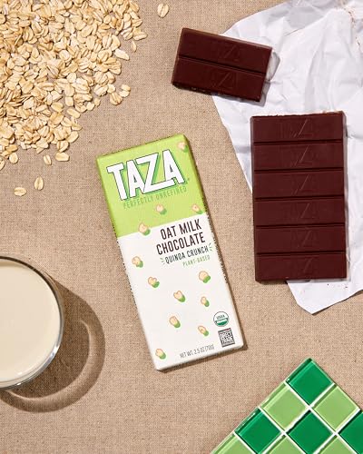 Taza Chocolate Organic Oat Milk Chocolate Bar, Quinoa Crunch, 2.5 Ounce (10 Count), Vegan