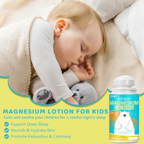 Kids Magnesium Cream, Magnesium Lotion for Kids Sleep, Supports Children Bedtime & Night Calming, Roll-On Applicator Design, 60ml 2oz