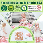 Ball Pit Balls with Starballs 100 - Crushproof Plasticballs for Babies Toddlers Kids Children for 1 2 3 4 5 Years Old,5 Colors,2.15inches, Beige Gold White Clear