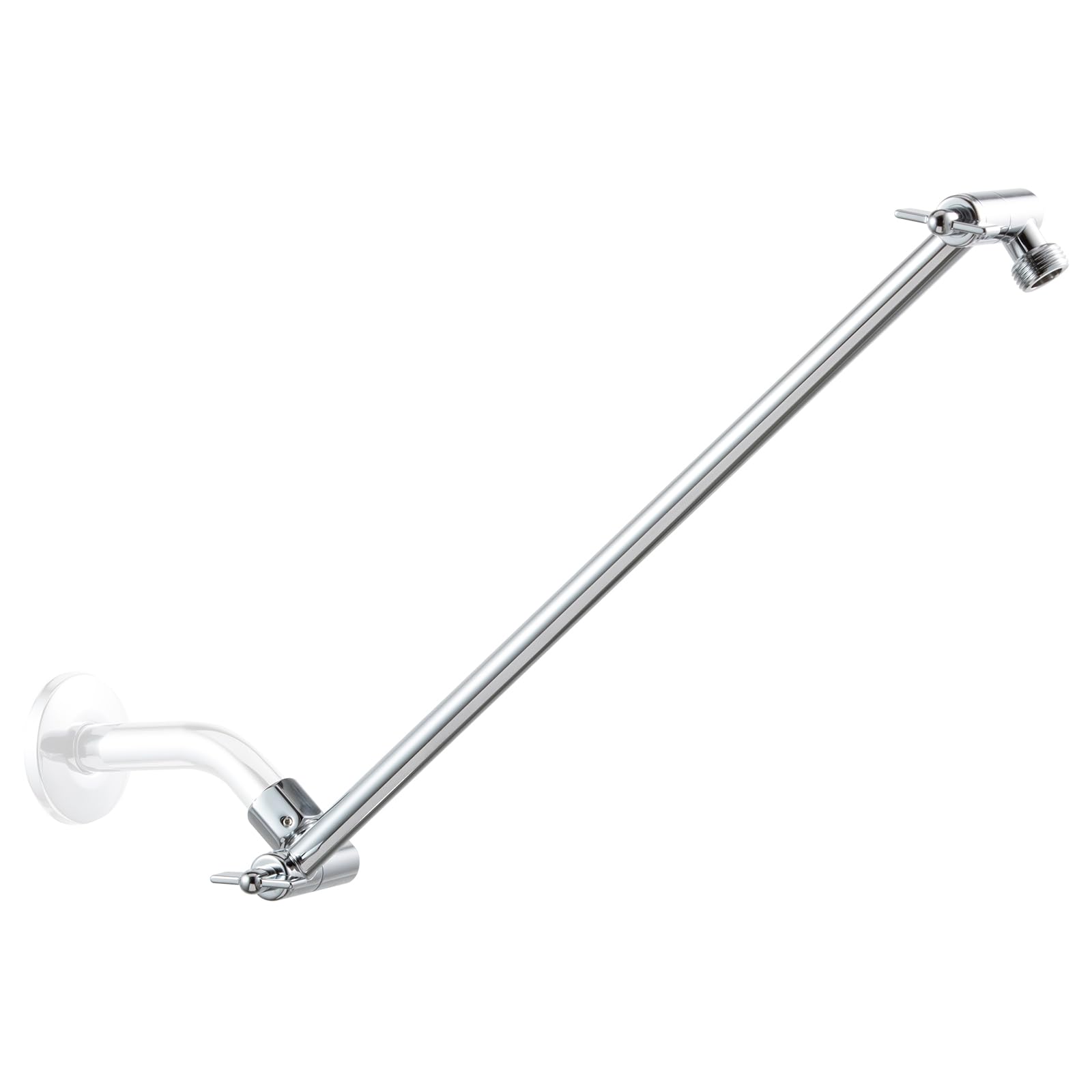 OFFO Shower Head Extension Arm, 16 in Shower Extension Arm with Locking Nut, Adjustable Shower Arm Extender, G1/2 Connector for Fixed Shower Head & Handheld Showerhead, Chrome