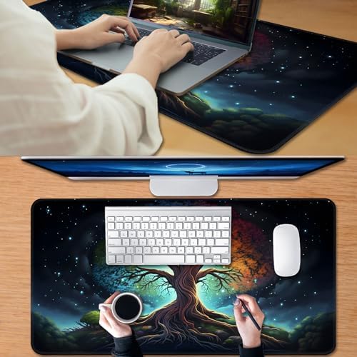 for MTG Game Playmat, for Magic TCG Rubber Play mat,Tabletop Card Playmats with Smooth Surface,Trading Card Inked Game Mat,Battle Game,Galaxy Art Tree