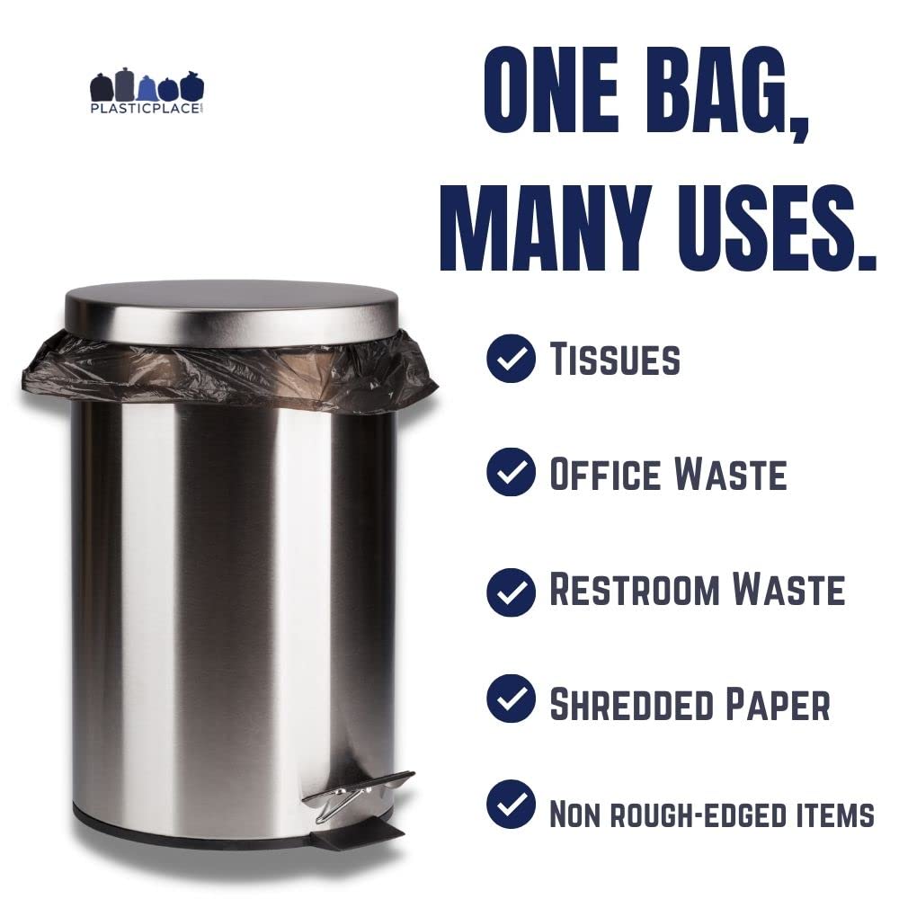 Plasticplace 12-16 Gallon Trash Count │ 0.8 Mil │ Black Garbage Can Liners │ 24" x 32" (500 Case), 24x32 Inch (Pack of 500)