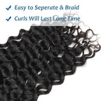 Water Wave Bulk Braiding Hair - 25% Human Hair Mixed Hair For Human Braiding Hair No Weft Curly Bundles 180g (1 Pack—2 Bundles) Boho Braids Wet and Wavy Synthetic Hair Extensions(24 Inch, 1B)