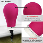 Bileaf 24 Inch Poly Canvas Block Wig Mannequin Head With Stand Pink Styling Manikin Head Set Display Canvas Wig Head with Mount Holes(Rosy Head)
