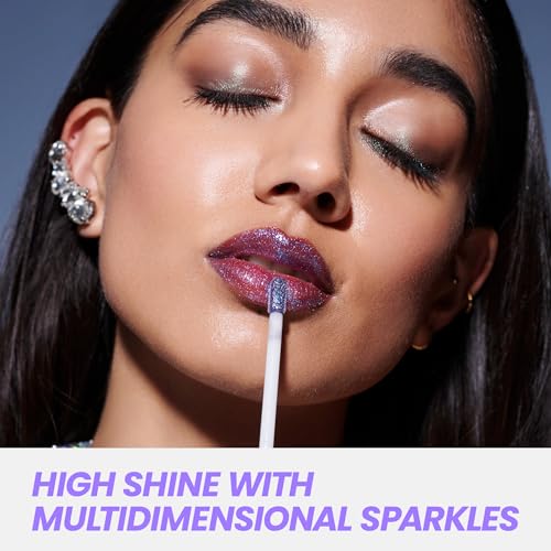 Wonderskin WONDER BLADING Top Gloss - Blue Glitter Lip Gloss, Hydrating and High Shine Finish Lip Makeup (Blue Glitter)