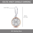 LeCalla 925 Sterling Silver Celtic Knot Earrings | Two-Tone Jewelry | Lightweight Celtic-Knot Leverback Drop Dangle Earring for Women - 35mm