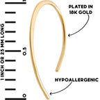 Upside Down Hoop Earrings - 18K Gold Plated Wire Threader Hoops for Women