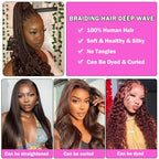Human Braiding Hair for Boho Braids Deep Water Wave Curly Bulk Human Hair for Braiding Brazilian Virgin Human Hair for Micro Braiding Wet and Wavy Human Braiding Hair 100g 20inch Chocolate Brown
