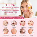 Turmeric Kojic Acid Cleansing Pads,40PCS Kojic Acid and Turmeric Cleansing Pads, Turmeric Kojic Acid Pads for Facial Cleansing