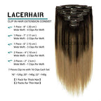 Lacer Balayage Clip in Hair Extensions B#2/12 Darkest Brown to Light Golden Brown Color Remy Human Hair Extensions Clip in Real Natural Hair Extensions Straight Thick 120g 16 Inch