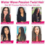Dorsanee Passion Twist Hair 30 Inch 7 Packs Water Wave Crochet Hair Long Bohemian Curly Braiding Hair for Butterfly Locs, Faux Locs, Boho Style Spring Twist Crochet Braids (1B#)