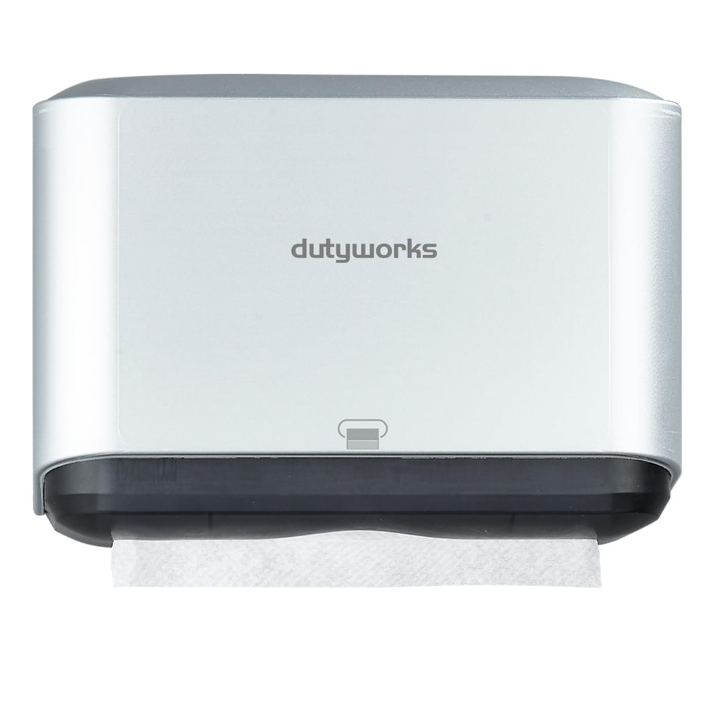 DUTYWORKS Paper Towel Dispenser Wall Mount, Multifold Paper Towel Holder Adhesive Hand Towel Dispenser for Bathroom Kitchen Commercial, Silver