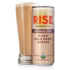 RISE Brewing Co. Oat Milk Nitro Cold Brew Latte, No Sugar Added, Vegan, Organic & Non-GMO, Low Acidity, 7 fl. oz. Cans (12 Pack)