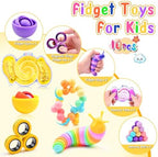 Cevioce 10Pcs Fidget Toys Adults Pack,Stocking Stuffers for Teens Boys Girls,Autism Sensory Toys with Fidget Spinner Slug Magnetic Rings,Squishy Fidget Toys ADHD Stress Relief,Party Favor for Kid-PY