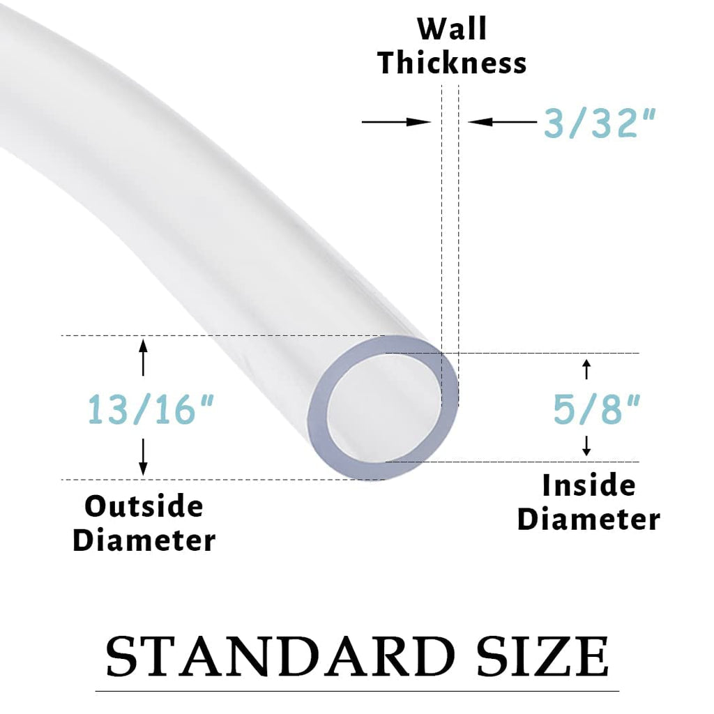 DAVCO 5/8" ID x 10ft Clear Vinyl Tubing, Low Pressure Flexible PVC Tubing, Heavy Duty UV Chemical Resistant Lightweight Plastic Vinyl Hose, BPA Free and Non Toxic