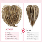 HOOJIH Ponytail Extension, Claw Clip in Straight Messy Hair Bun 9 Inch Short Ponytail Extension with Bendable Metal Wire Hair Pieces for Women Fake Hair Bun DIY Styles - Honey Blonde