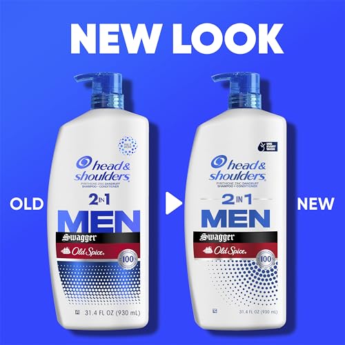 Head & Shoulders Mens 2 in 1 Dandruff Shampoo and Conditioner, Anti-Dandruff Treatment, Old Spice Swagger for Daily Use, Paraben Free, 31.4oz, 2 PACK