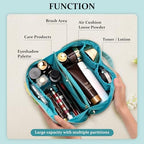 Stoney Clover Preppy Makeup Bag, Large Capacity Travel Cosmetic Bag, Chenille Letter Open Flat Nylon Bag, Mint