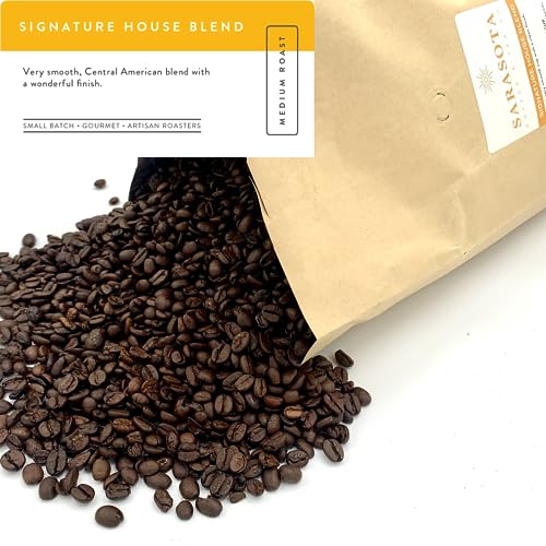 Sarasota Coffee Whole Bean Signature House Breakfast Blend | Medium Roast Gourmet Coffee Beans | Low Acid, Mold Free, Specialty Grade Bulk Beans | 5lb (80 oz)