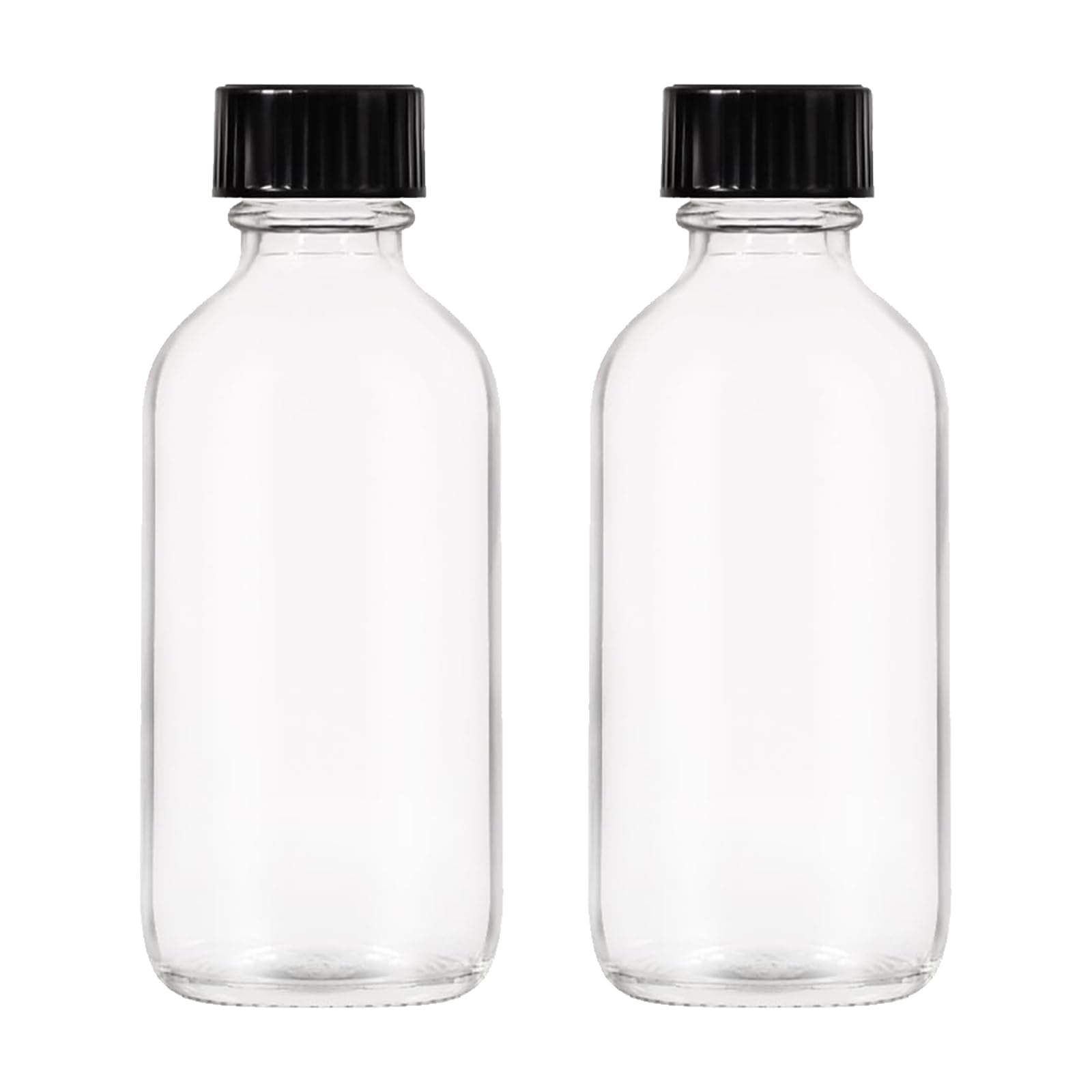 JohnBee 2Pack 2OZ Small Glass Bottles with Lids and Funnels, 60ml Boston Round Glass Bottles