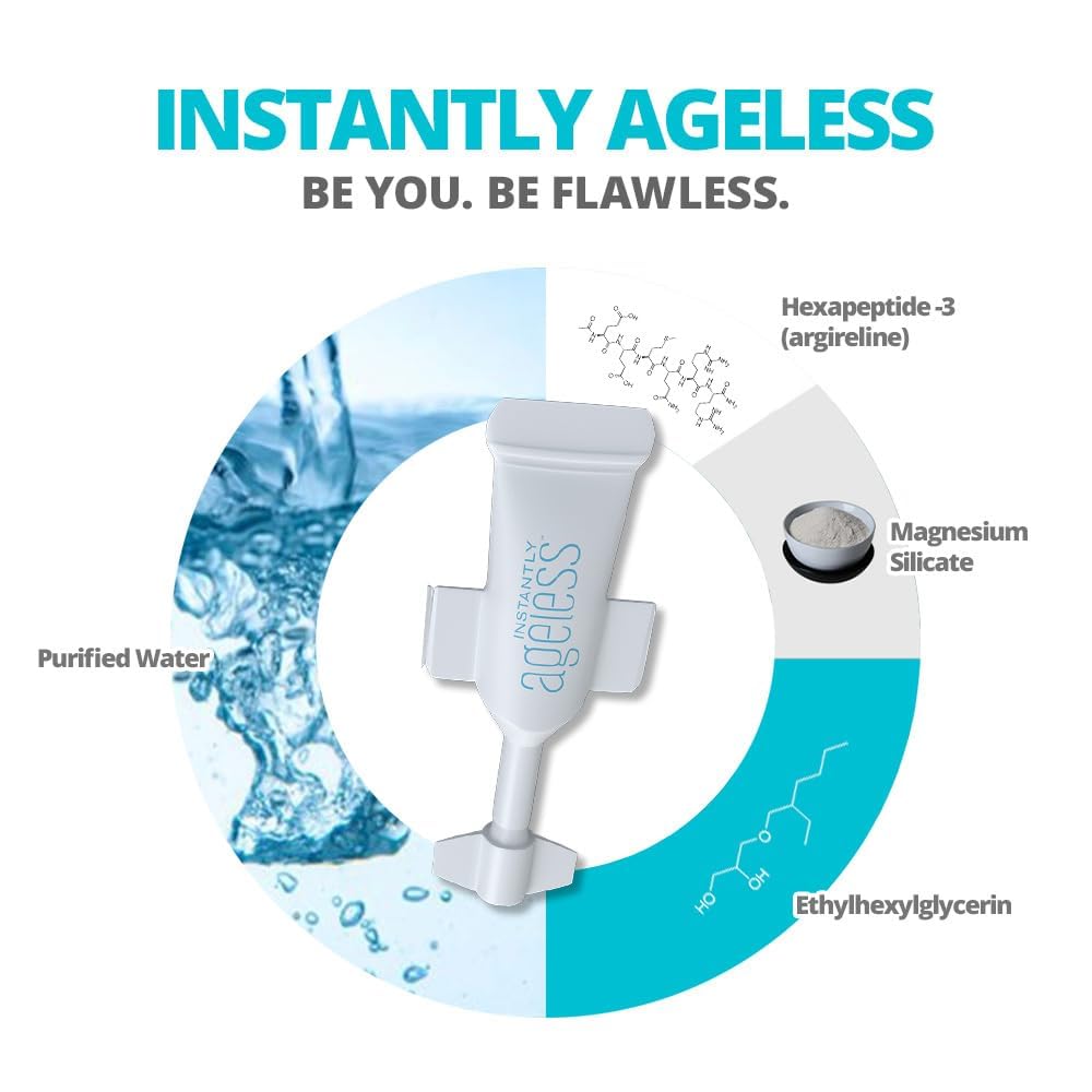 Instantly Ageless - Instant Face Lift Cream - Skin Care for Anti Aging Face Cream & Moisturizer with Vitamin C - Wrinkle Tightener - Instant Under Eye Bags Remover - Facelift in a Box of 25 Vials