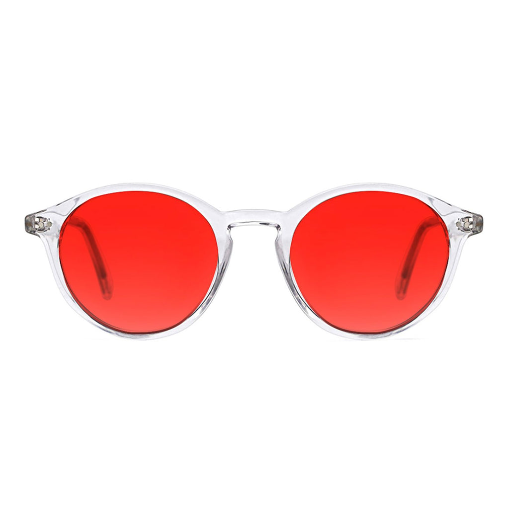 TIJN Red Lens Blue Light Blocking Glasses – Round Frame, Dual AR Coating, Computer & Gaming Eyewear for Screen Use, Clear
