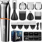 PRITECH Beard Trimmer for Men, 6 in 1 Beard Trimmer Kit, Electric Beard Trimmer with Hair, Precision, Body, Nose, Foil Razor, Grooming Kit Waterproof IPX6 (Silver)