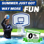 GoSports Splash Hoop Swimming Pool Basketball Game, Includes Poolside Water Basketball Hoop, 2 Balls and Pump – White