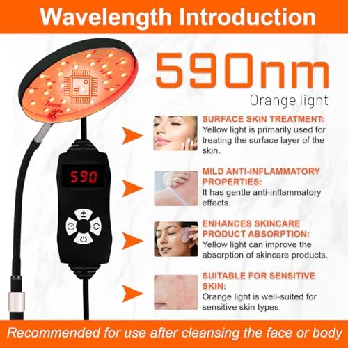 Red Light Therapy Lamp for Face- Facial and Body Treatment with Adjustable Height Stand, 120 LEDs, 660nm, 850nm, 940nm - Alleviate Muscle Soreness, Skin Vitalit