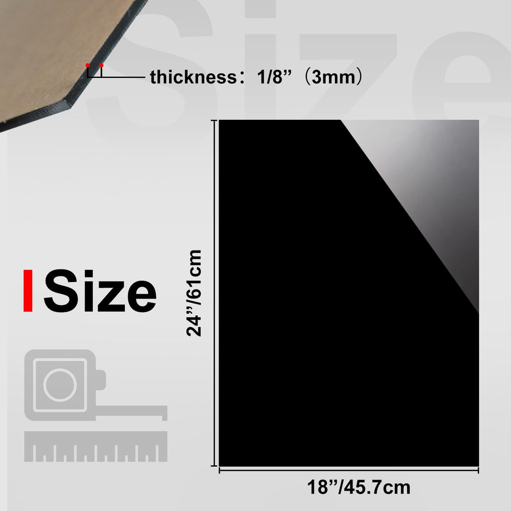KINLINK 18x24 Plexiglass Sheets 1/8 inch Thick - 3mm Black Cast Acrylic Sheet, Plastic Board Polycarbonate Sheet for DIY Project, Craft, Table Top, Acrylic Sign and Wedding Invitation 4 Pack