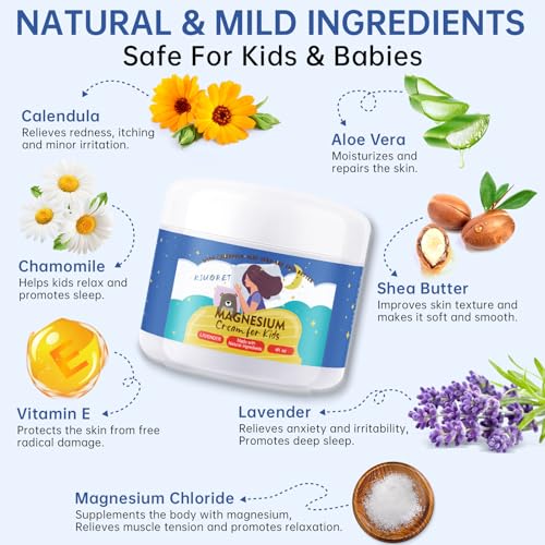Magnesium Lotion for Kids & Babies - 2PCS Bedtime Magnesium Cream for Sleep Kids - Natural Organic Baby Magnesium Sleep Lotion Soothing Skin & Relaxation for All Skins