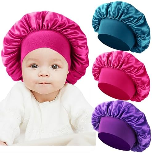 3 Pcs Baby Bonnets for Sleeping,Infant Sleep Cap Hair Bonnet for Baby Girls,Boys,Toddler