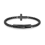 Cross Bracelet for Men,Christian Cross Link Chain,Stainless Steel Bracelets Rolo Chains,Non Tarnish Black Mens Faith Bracelet,Religious Catholic Jewelry Gifts Idea for Boyfriend Dad Son Husband,8.26in