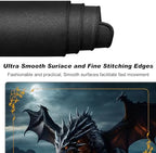 DEGDFSGR for MTG Playmat with Zones 24 x 14 inches for TCG Playmats Non-Slip Rubber Base Commander Play Mat for Lorcana Trading Card Game, Rock Wings Black Dragon Fire