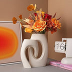 Ceramic Vase, Modern Minimalist Geometric Decorative Vase Sets for Home Décor, Events, Office, Garden, Wedding -White