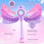 Bubble Wands for Kids Girls - LED Light & Music Bubble Machine: 3 AA Batteries & 2 Bubble Solutions, Outdoor Party Birthday Toys for Toddlers, Gift for 3 4 5 6 7 8 Year Old Girls, Purple