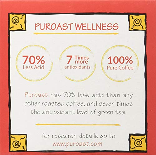 Puroast Low Acid Coffee| House Blend Single Serve Pods | Medium Roast | High Antioxidants & High pH |No Bitter Aftertaste | Reduced Heartburn & GERD Friendly | 12 Count - Compatible with Keurig Brewer