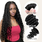 Deep Wave Human Braiding Hair For Boho Braids Full Bulk Human Hair For Braiding Curly Human Hair Braiding Hair Wet Wavy 100g 2 Bundles 18inch No Weft Micro Human Hair Extensions Natural Color