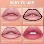 OETUIOW Lip Stain, Lip Liner Stain, Peel Off Lip Liner Tattoo, Long Lasting Lip Stain Waterproof for Women Girls All Skin Types, Transfer-Proof & Natural (Cocoa)