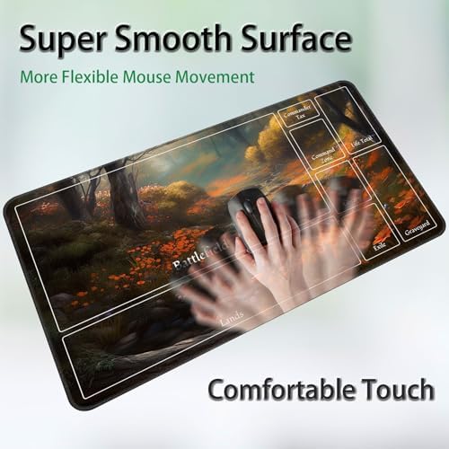 for MTG Game Playmat, for Magic TCG Rubber Play mat,Tabletop Card Playmats with Smooth Surface,Trading Card Inked Game Mat with New Zones,Battle Game,Unmanned Forest