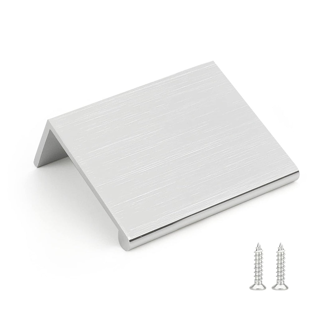 Rergy 10 Pack 1-15/16 INCH Cabinet Pulls Brushed Nickel Finger Pulls, Brushed Nickel Edge Pulls for Cabinet Kitchen Cabinet Edge Pulls, 33mm Cabinet Finger Pulls