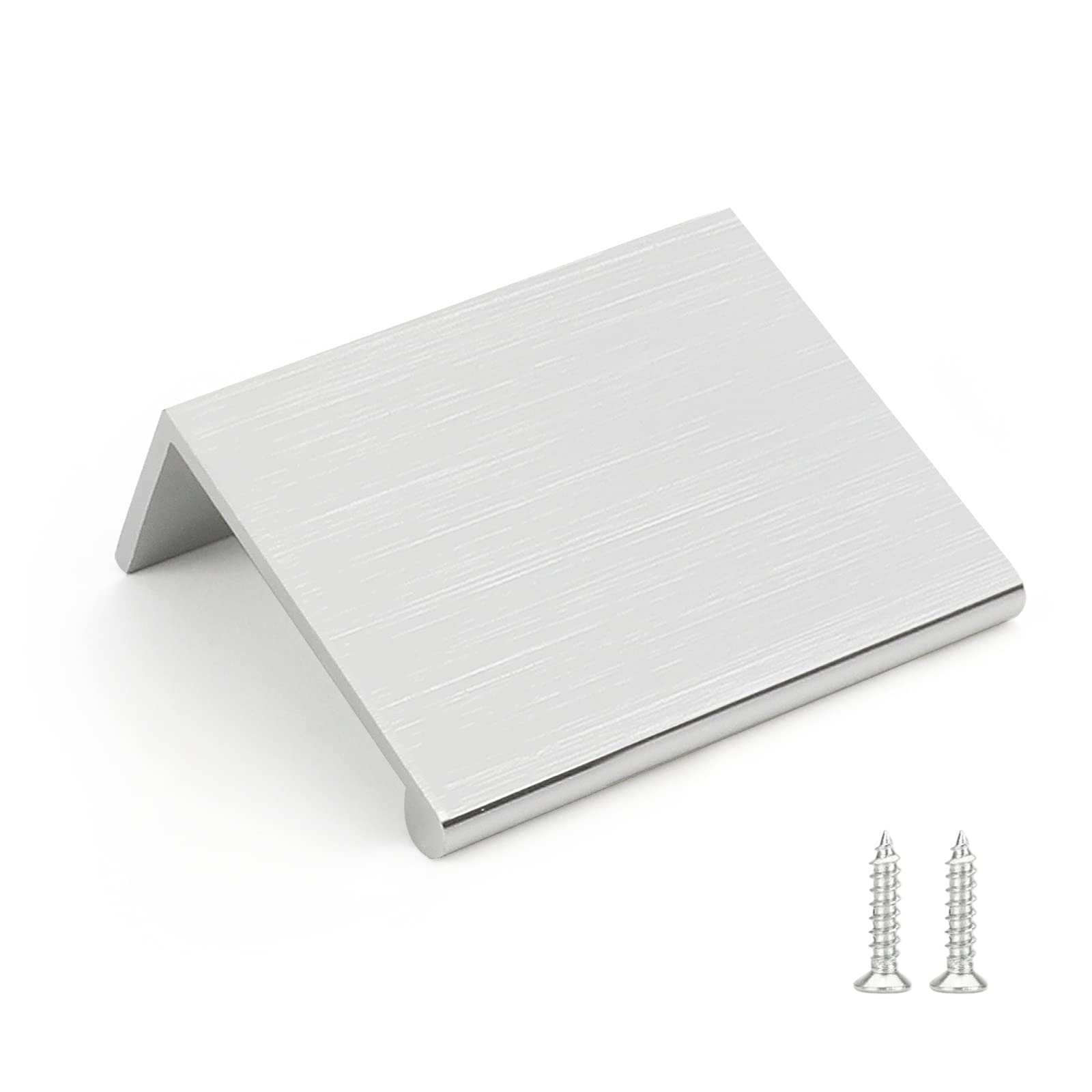 Rergy 10 Pack 1-15/16 INCH Cabinet Pulls Brushed Nickel Finger Pulls, Brushed Nickel Edge Pulls for Cabinet Kitchen Cabinet Edge Pulls, 33mm Cabinet Finger Pulls