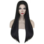 shecool Black Wig for Costume Women 27'' Long Black Wigs for Women Cute Black Straight Wigs for Halloween Costume SL004BK