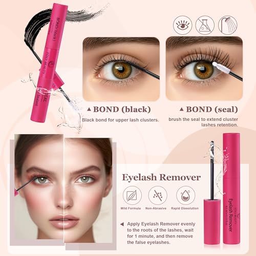 Lash Clusters - Lash Clusters Kit Lash Extension Kit with Lash Bond and Seal Cluster Eyelash Extensions Eyelash Clusters 20D30D40D50D-0.07D Lashes Clusters Eyelash Extension Kit DIY at Home Eyelashes