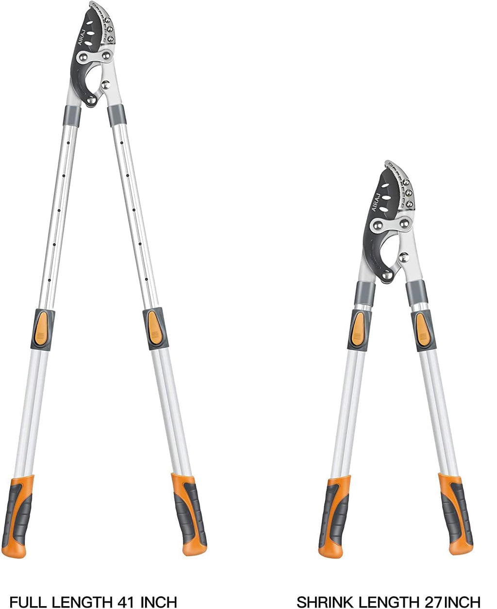 AIRAJ Telescoping Anvil Loppers, Heavy Duty Branch Cutter Tree Trimmer with SK5 Steel Spare Blade, 27-41''Adjustable Aluminum Handle, Labor-Saving Garden Tools for Cutting Thick Branches Up to 2 Inch