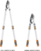 AIRAJ Telescoping Anvil Loppers, Heavy Duty Branch Cutter Tree Trimmer with SK5 Steel Spare Blade, 27-41''Adjustable Aluminum Handle, Labor-Saving Garden Tools for Cutting Thick Branches Up to 2 Inch