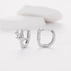 MUNDELL Silver Star Huggie Hoop Earrings for Women Hypoallergenic Earrings