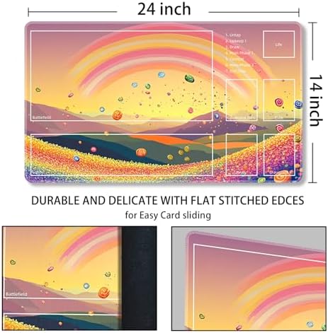 MTG Playmat with Zones Magic Card Playmat Game Mat,TCG & CCG Card Games Mat with Free Storage Bags Size 24 x 14 Inches (with Zones,Sun2)