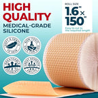Medical Grade Silicone Scar Tape - 1.6”x150” - Visible Difference on Keloid & С-Section - Reusable Silicone Scar Sheets - Easy to Use
